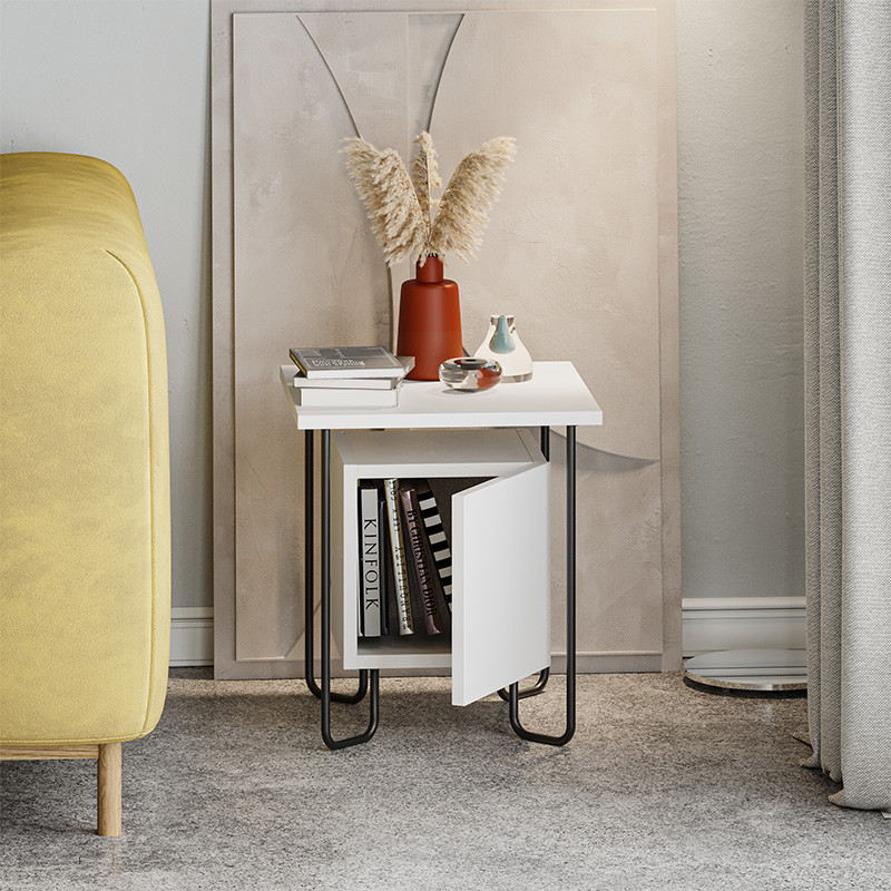 Прикроватная тумба белого цвета с дверцей ACRES NIGHTSTAND WHITE