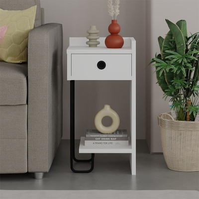 Прикроватная тумба белого цвета с ящиком и открытой полкой SIRIUS NIGHTSTAND RIGHT MODULE WHITE