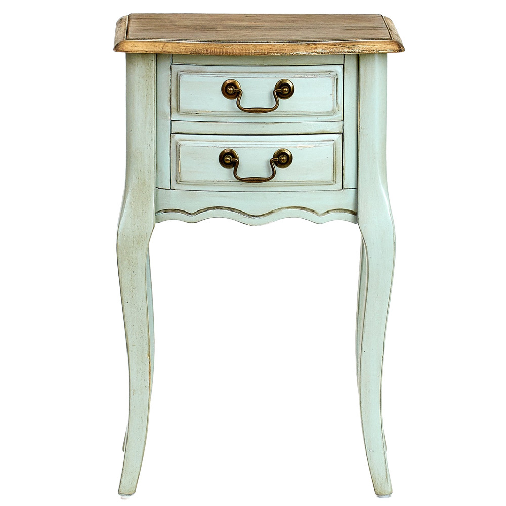 Прикроватная тумба из массива березы светло-бирюзовая Montmartre Provence Bedside Table