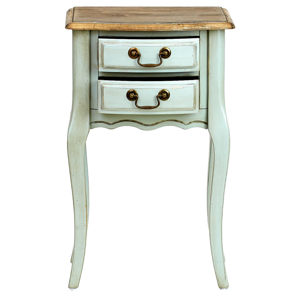 Прикроватная тумба из массива березы светло-бирюзовая Montmartre Provence Bedside Table