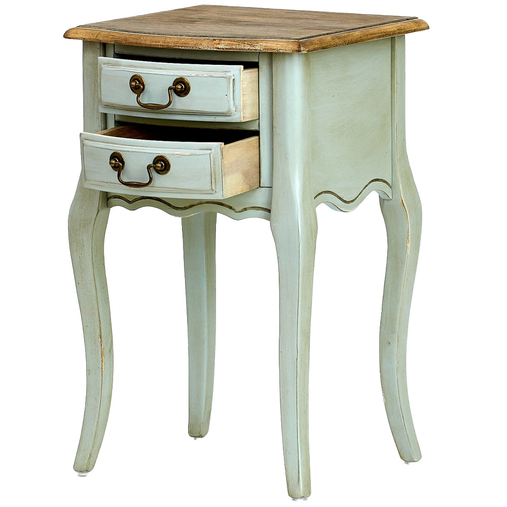 Прикроватная тумба из массива березы светло-бирюзовая Montmartre Provence Bedside Table