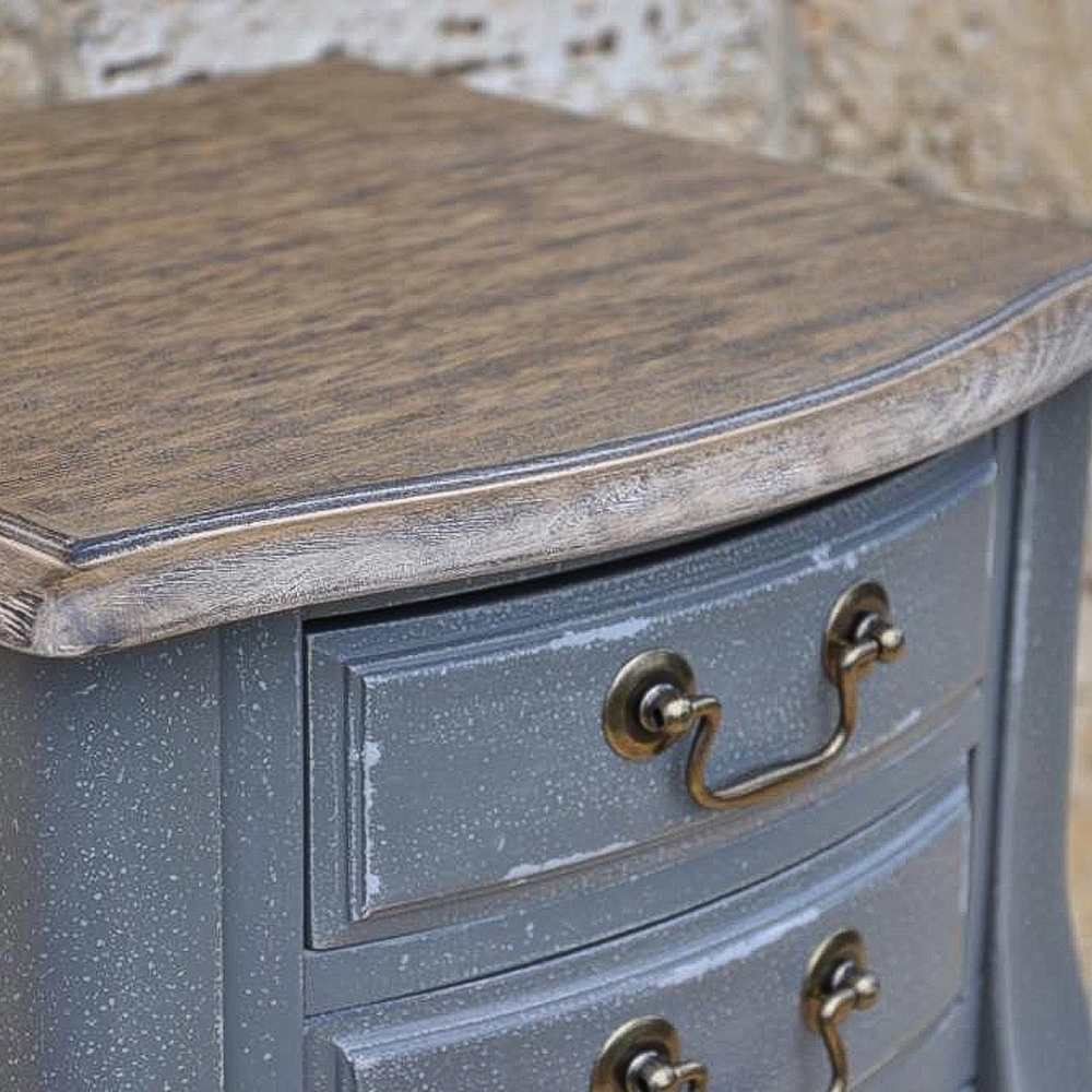 Прикроватная тумба из массива березы серая Grey Montmartre Provence Bedside Table