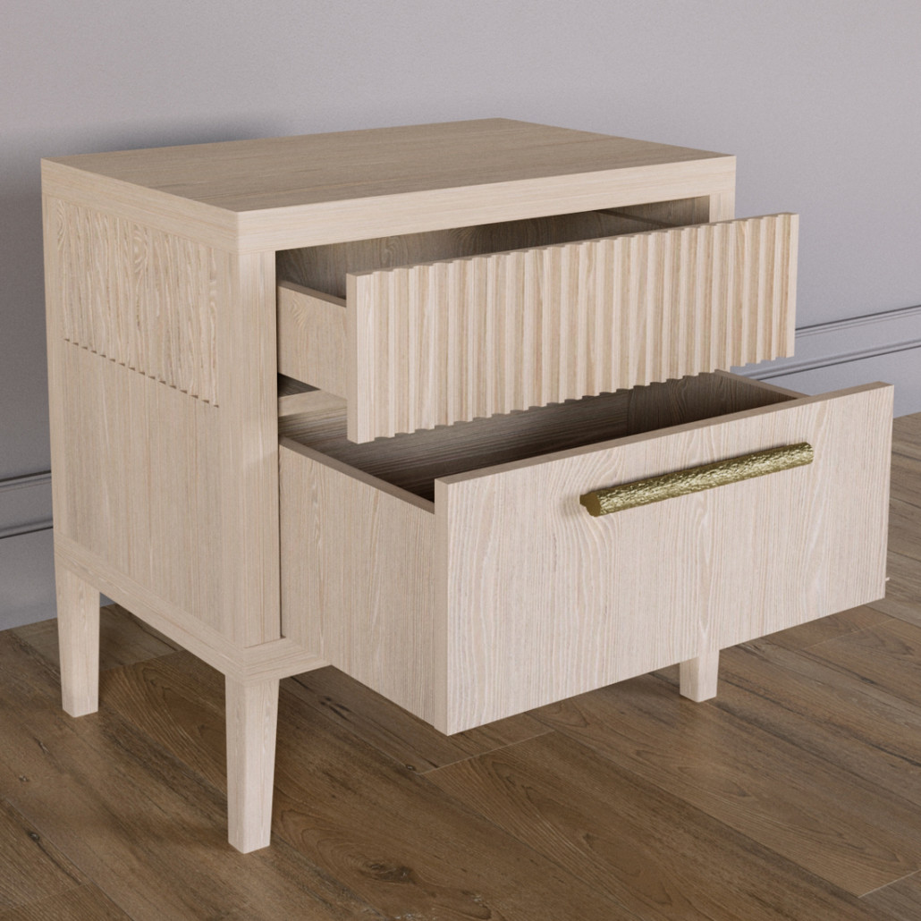 Прикроватная Тумбочка Primo с двумя ящиками Светлый дуб