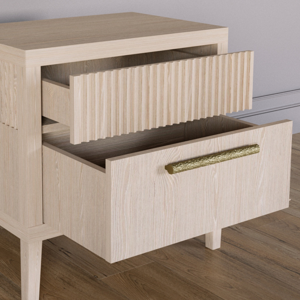 Прикроватная Тумбочка Primo с двумя ящиками Светлый дуб