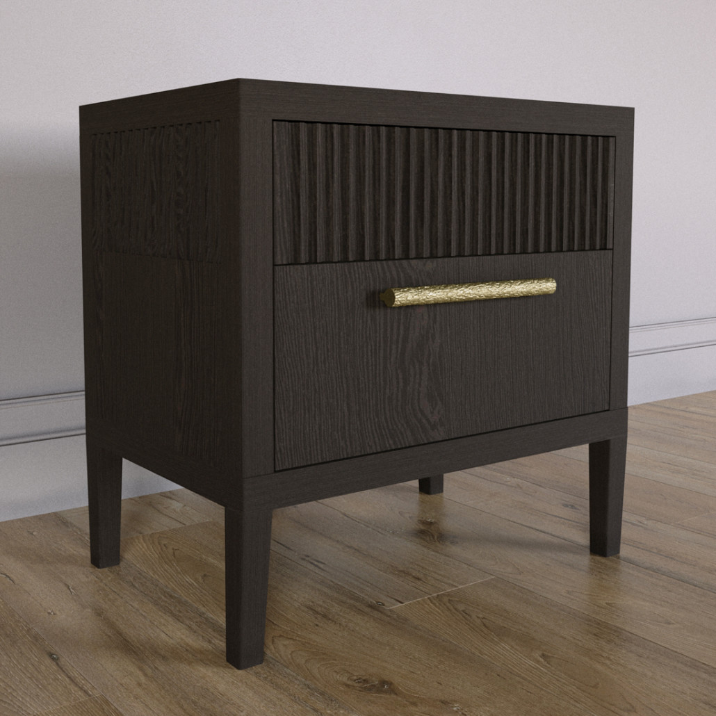 Прикроватная Тумбочка Primo с двумя ящиками Темный орех