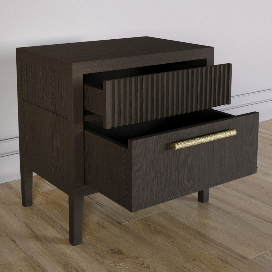 Прикроватная Тумбочка Primo с двумя ящиками Темный орех