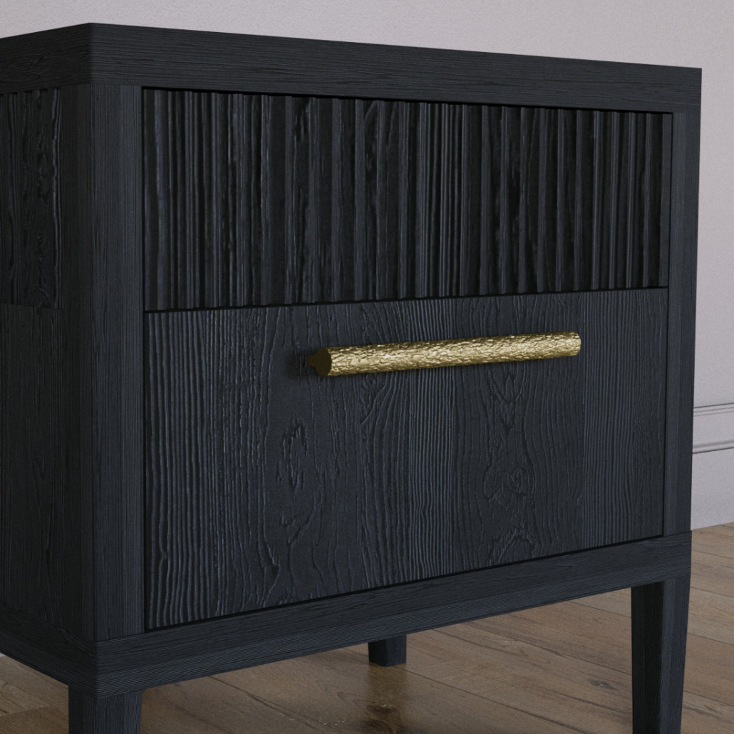 Прикроватная Тумбочка Primo с двумя ящиками Черный дуб