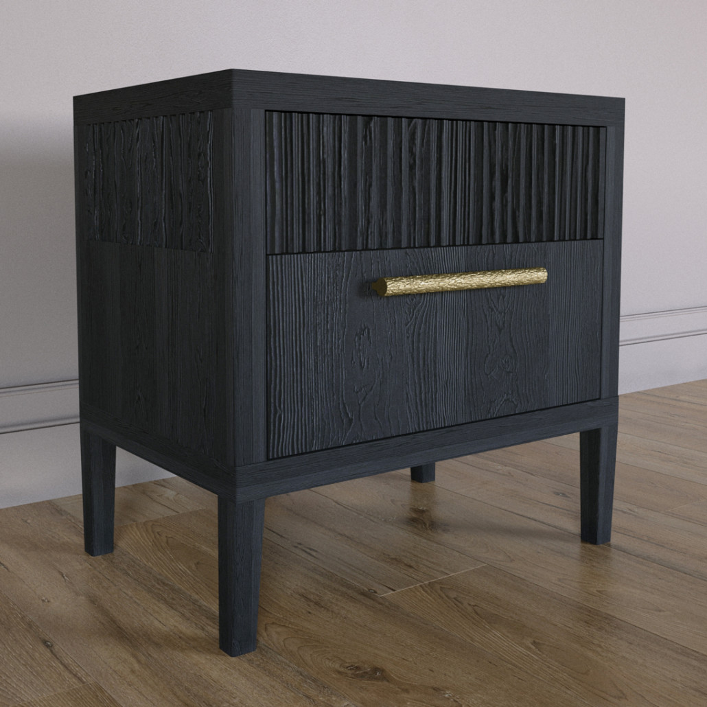 Прикроватная Тумбочка Primo с двумя ящиками Черный дуб