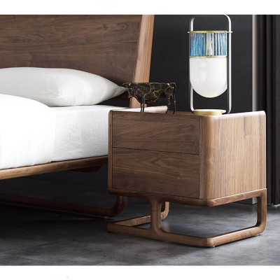 Прикроватный деревянный столик с 2-мя ящиками Moon Walnut Furniture