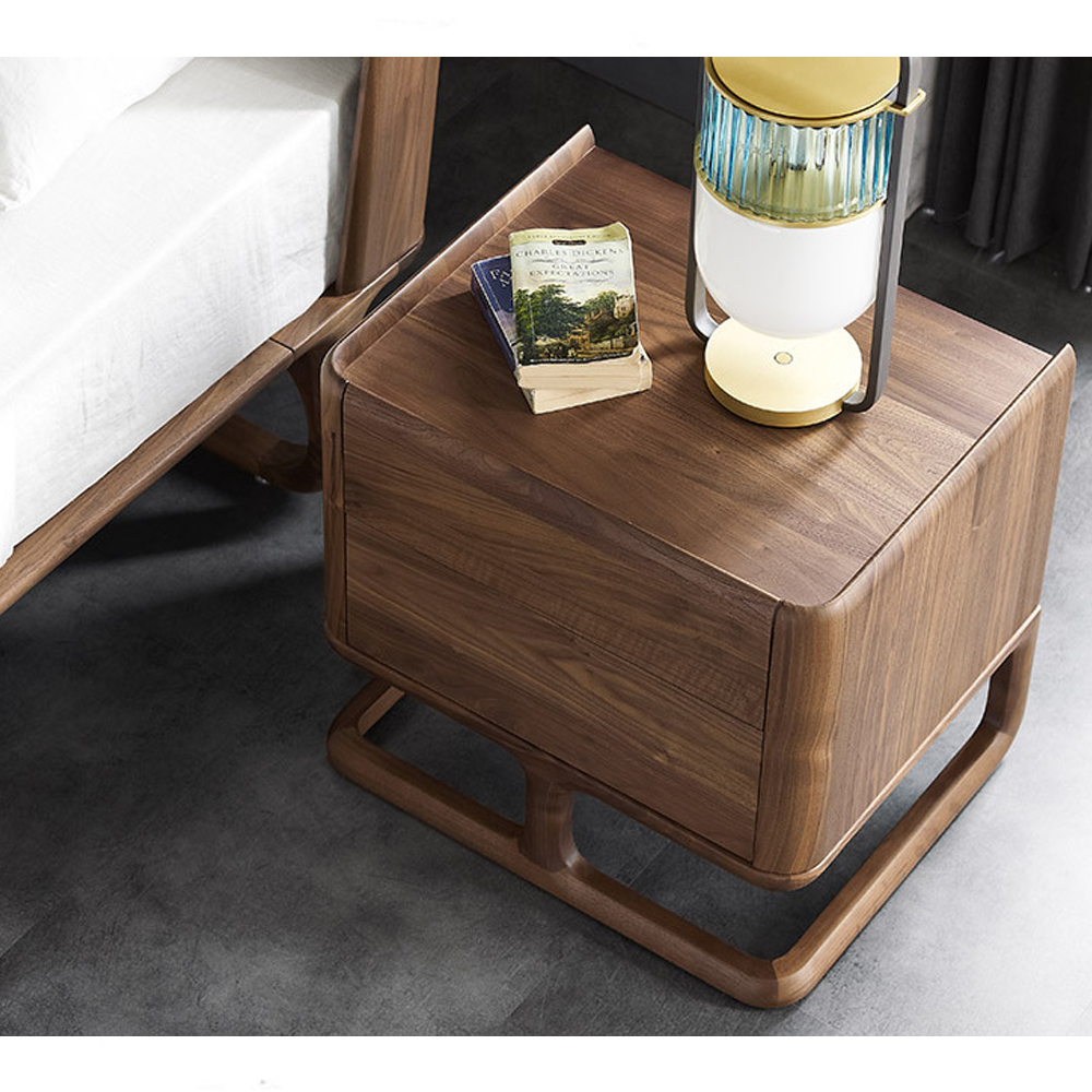 Прикроватный деревянный столик с 2-мя ящиками Moon Walnut Furniture
