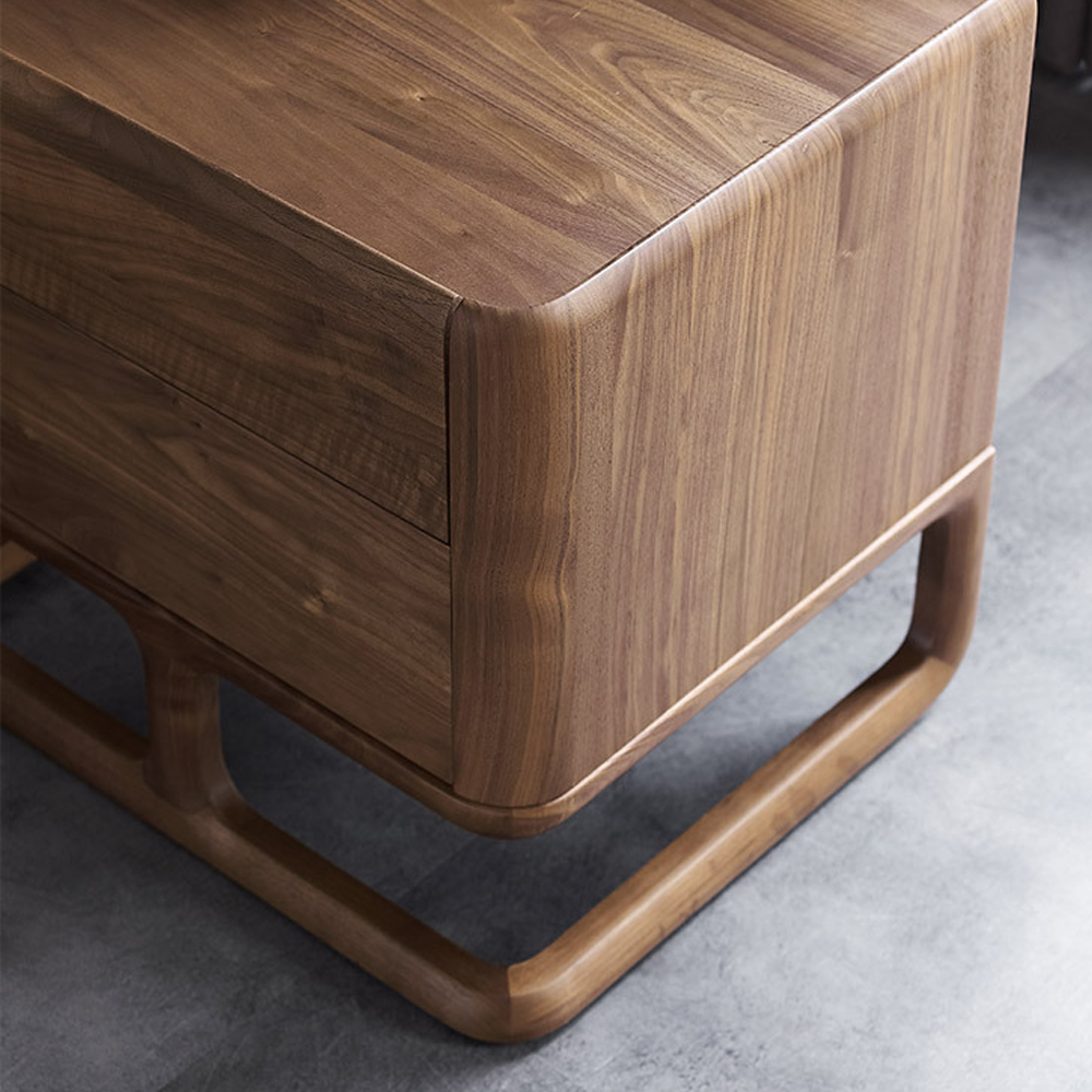 Прикроватный деревянный столик с 2-мя ящиками Moon Walnut Furniture