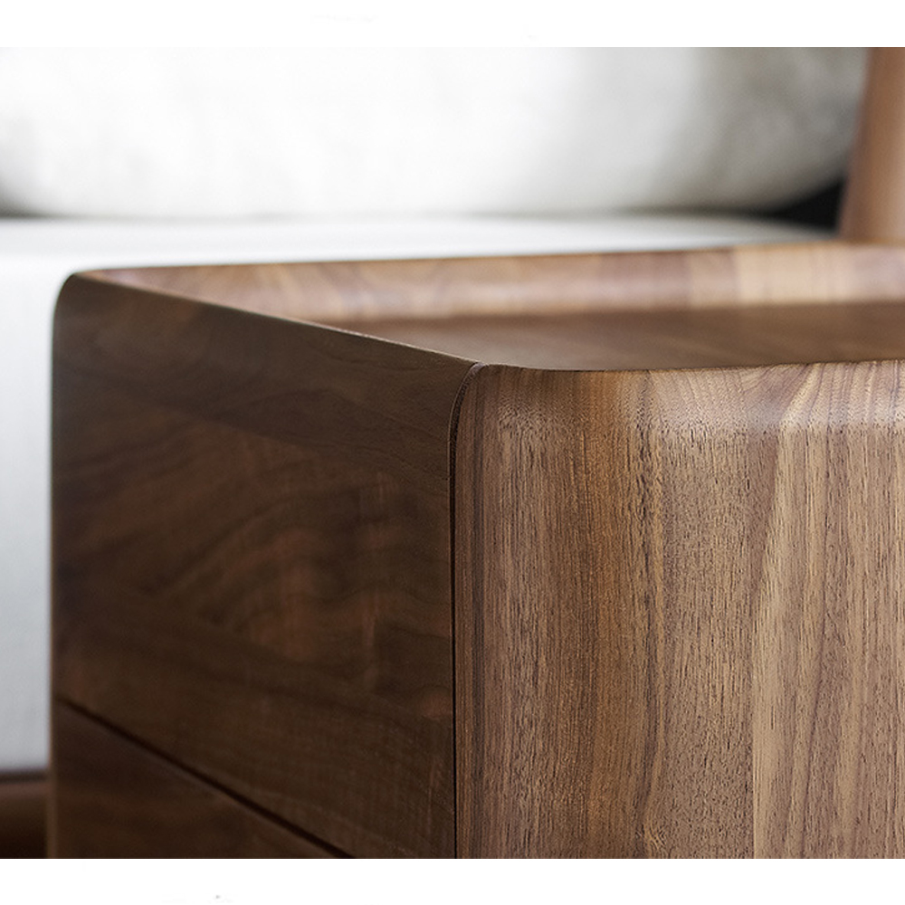 Прикроватный деревянный столик с 2-мя ящиками Moon Walnut Furniture