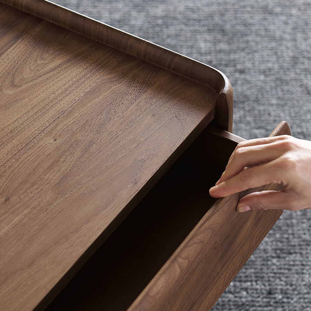Прикроватный деревянный столик с 2-мя ящиками Moon Walnut Furniture