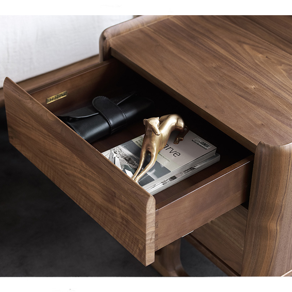 Прикроватный деревянный столик с 2-мя ящиками Moon Walnut Furniture