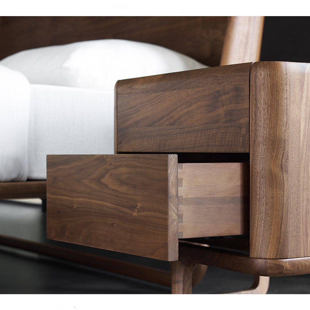 Прикроватный деревянный столик с 2-мя ящиками Moon Walnut Furniture