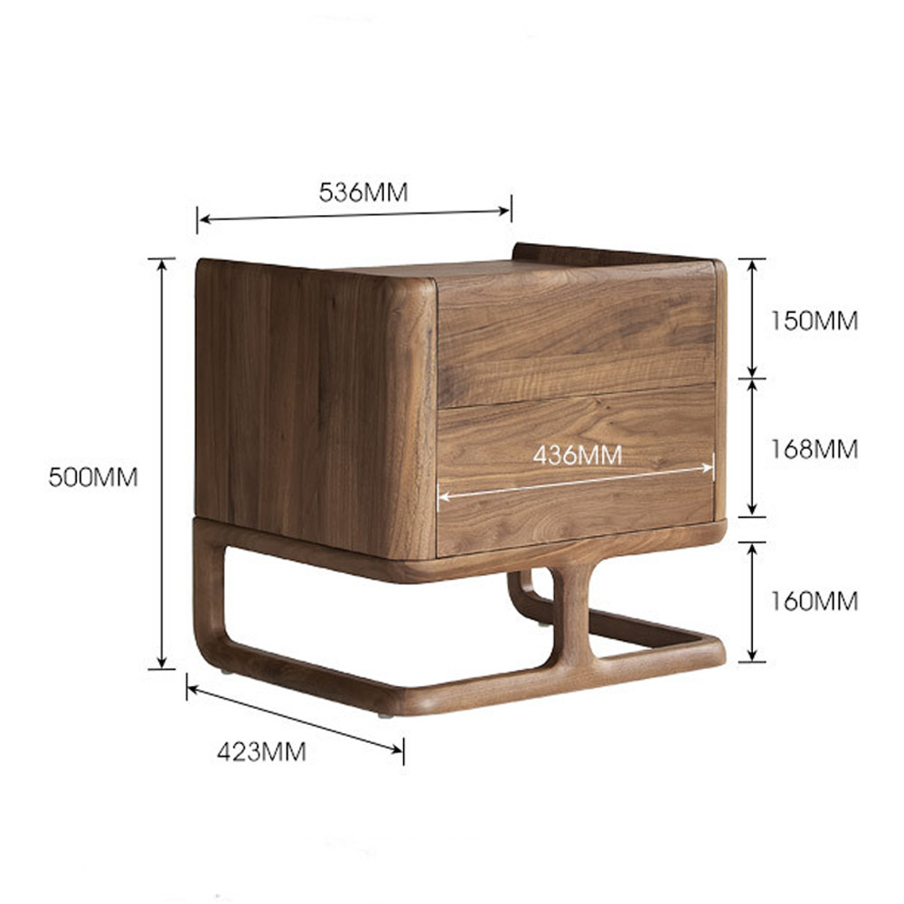 Прикроватный деревянный столик с 2-мя ящиками Moon Walnut Furniture