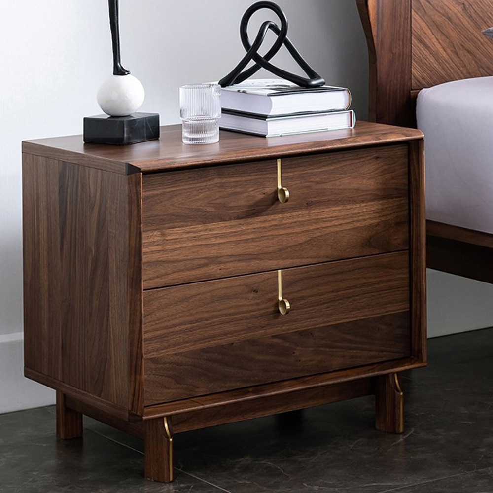 Прикроватный деревянный столик с ящиками Moon Walnut Furniture