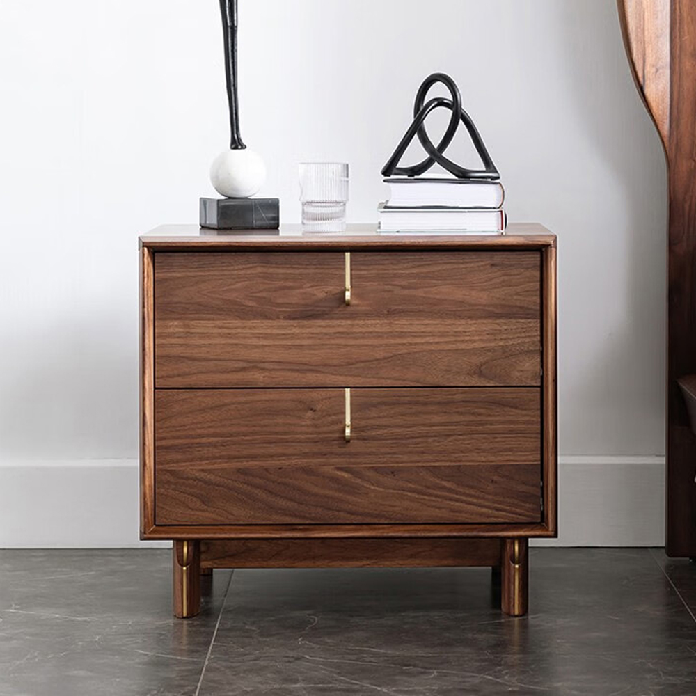 Прикроватный деревянный столик с ящиками Moon Walnut Furniture