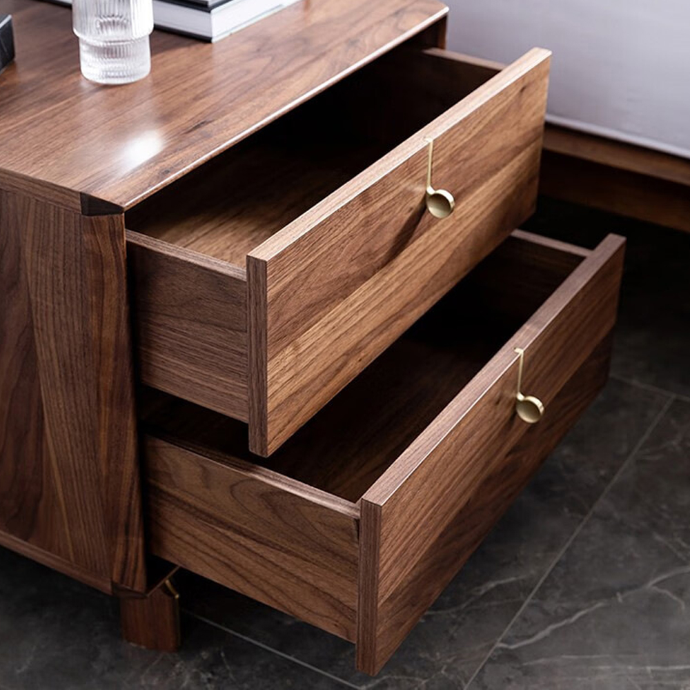 Прикроватный деревянный столик с ящиками Moon Walnut Furniture