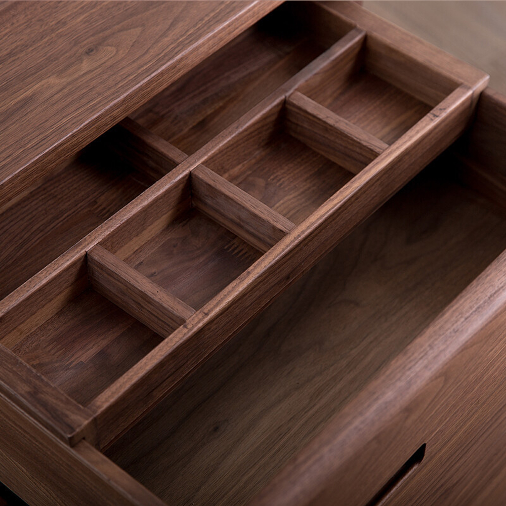 Прикроватный столик деревянный с 2-мя ящиками Moon Walnut Furniture