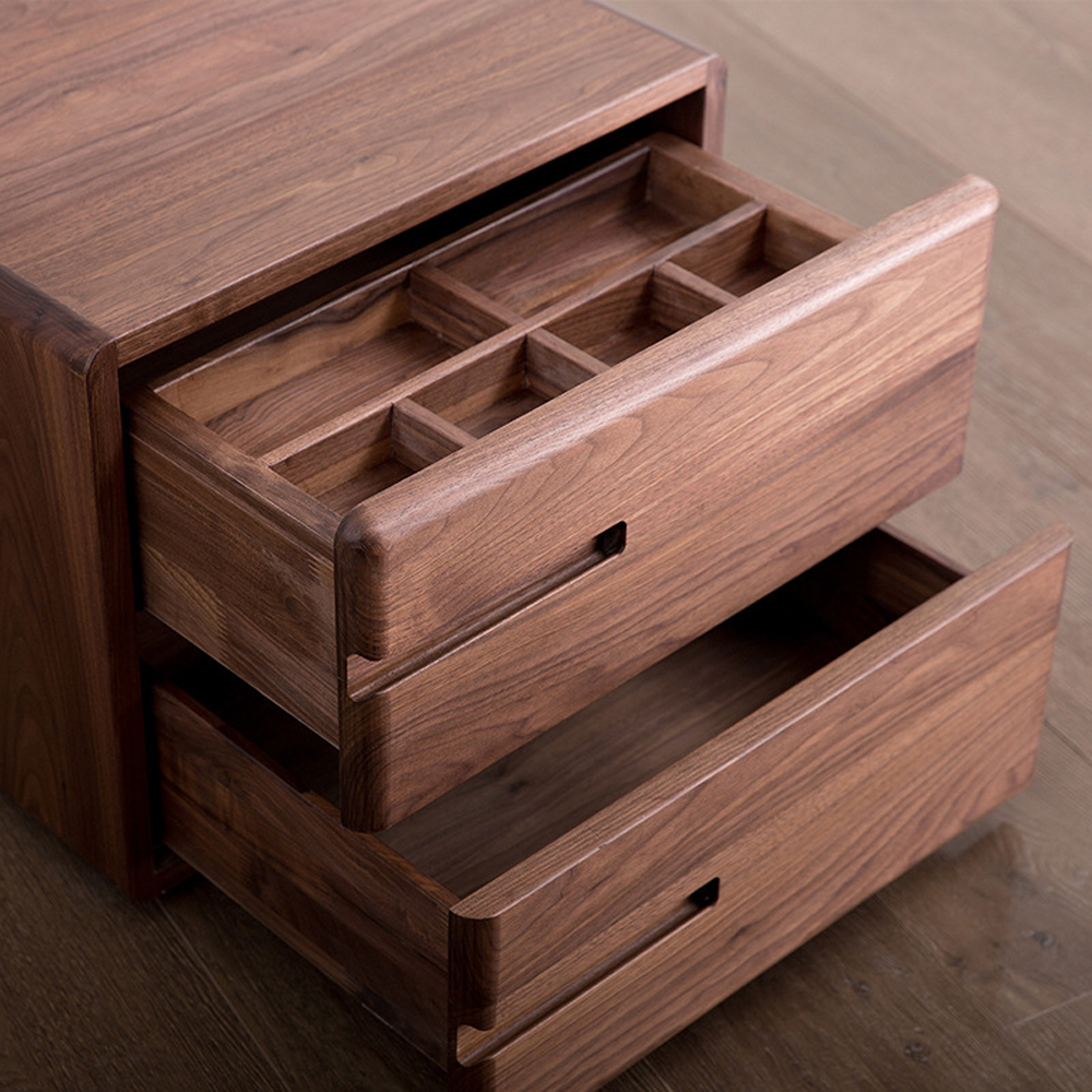 Прикроватный столик деревянный с 2-мя ящиками Moon Walnut Furniture