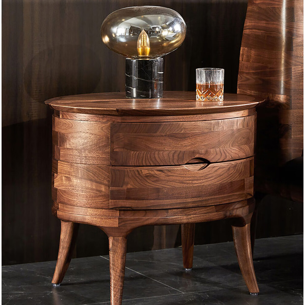 Прикроватный столик из дерева с 2-мя ящиками Moon Walnut Furniture