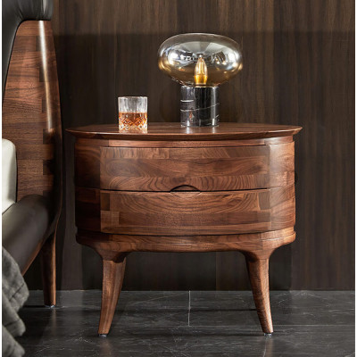 Прикроватный столик из дерева с 2-мя ящиками Moon Walnut Furniture