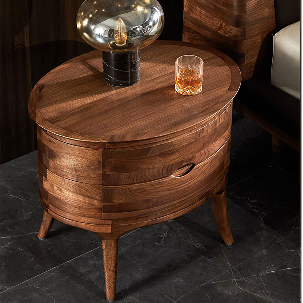 Прикроватный столик из дерева с 2-мя ящиками Moon Walnut Furniture