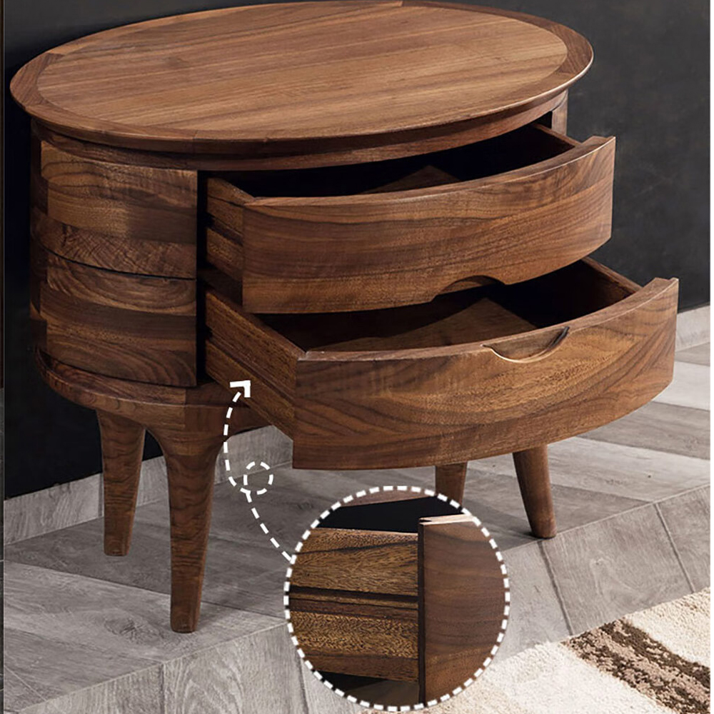 Прикроватный столик из дерева с 2-мя ящиками Moon Walnut Furniture