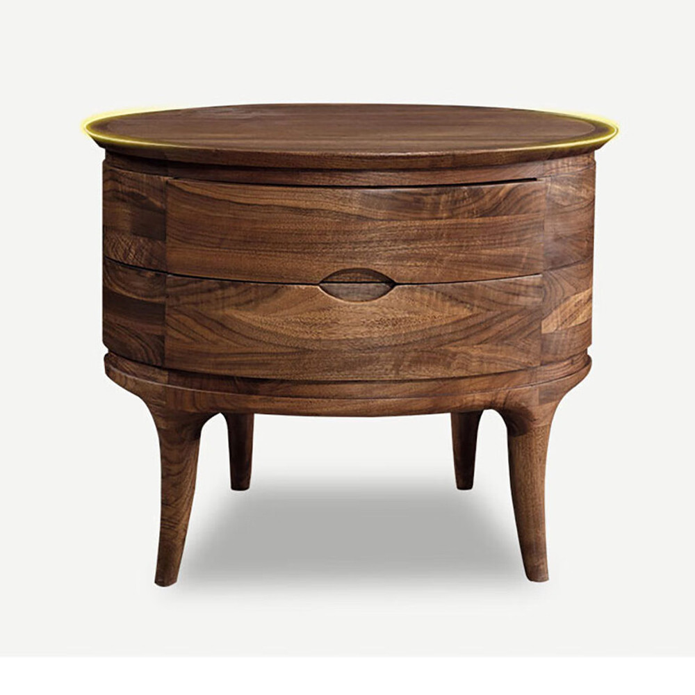 Прикроватный столик из дерева с 2-мя ящиками Moon Walnut Furniture