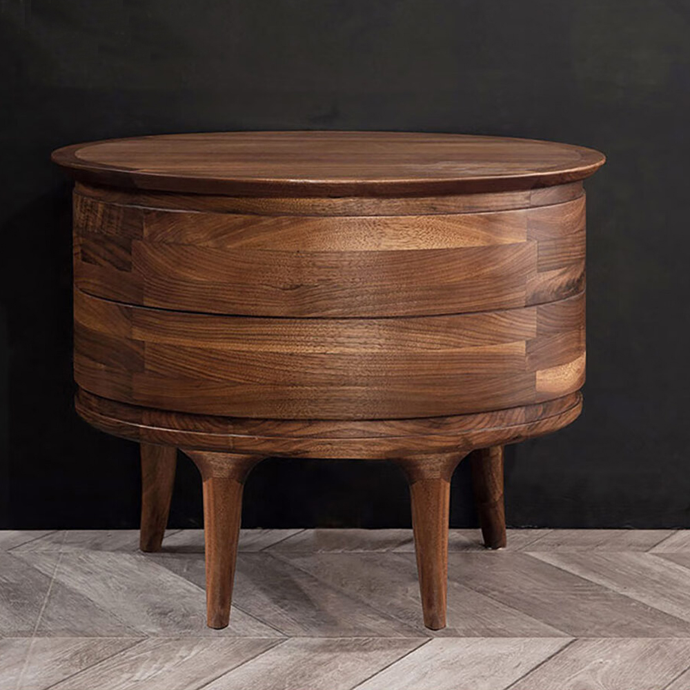Прикроватный столик из дерева с 2-мя ящиками Moon Walnut Furniture