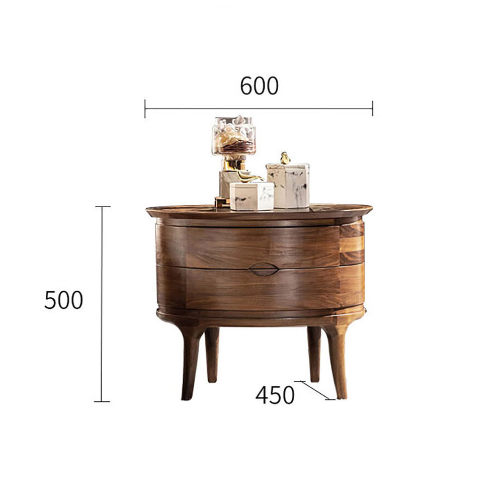 Прикроватный столик из дерева с 2-мя ящиками Moon Walnut Furniture