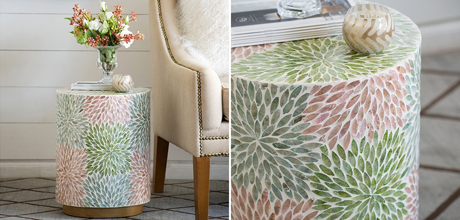 Приставной Cтол Bone Inlay с рисунком из раковин устриц