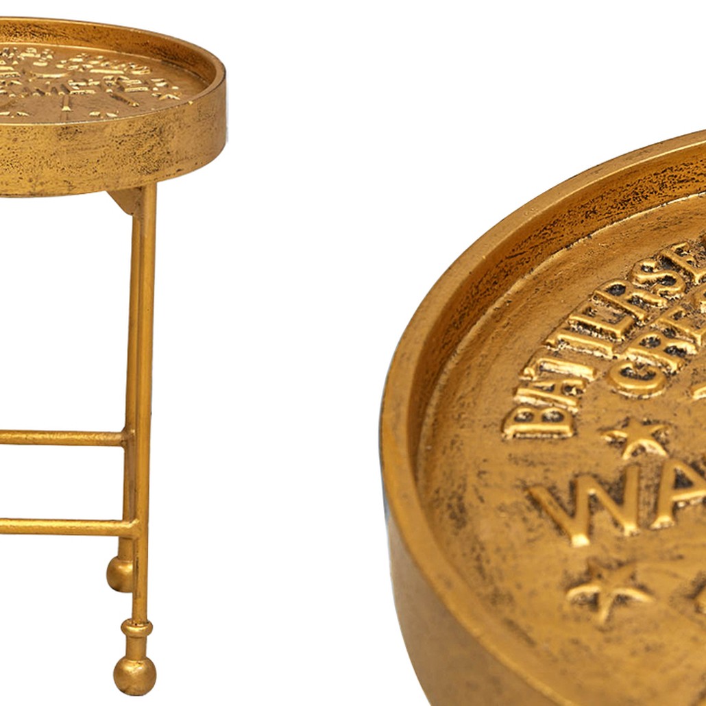 Приставной круглый столик Alain Gold Side Table