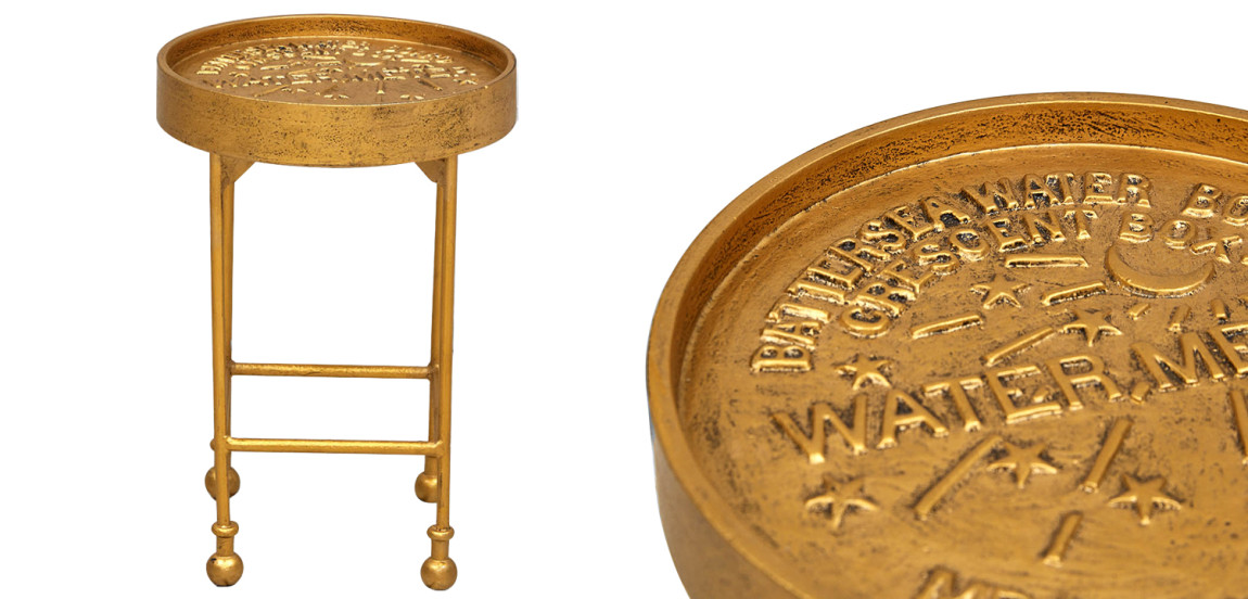 Приставной круглый столик Alain Gold Side Table
