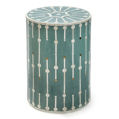 Приставной круглый столик с инкрустацией blue Mandika Bone Inlay