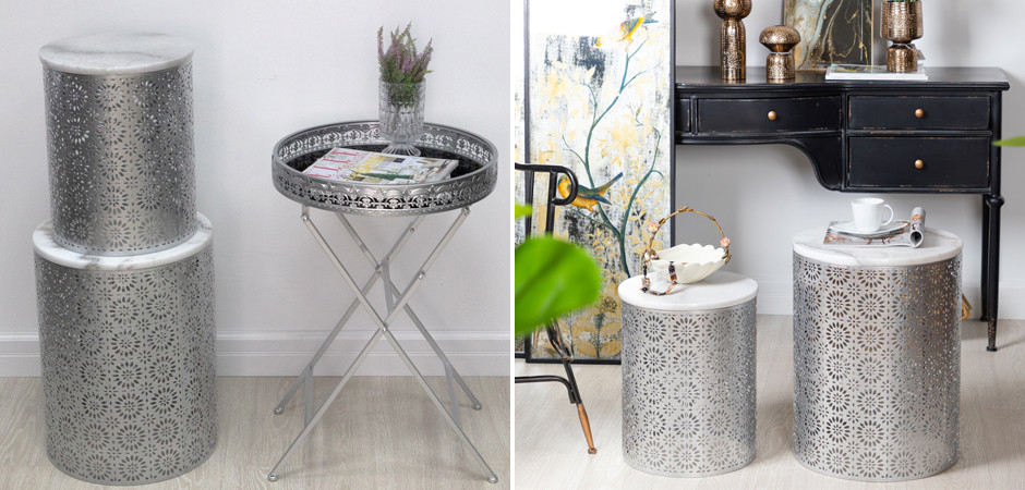 Приставной Стол Artesia Table с белым мрамором