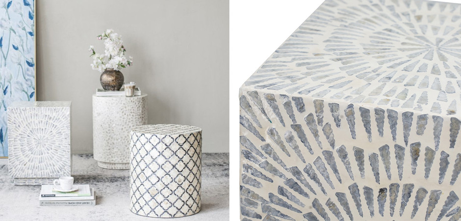 Приставной Стол Bone Inlay из раковин устриц