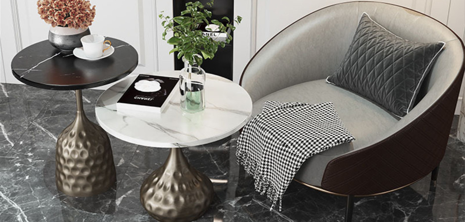 Приставной стол Cluster Surface Bronze White Stone Side Table