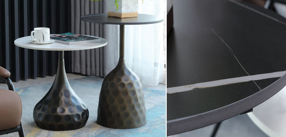 Приставной стол Cluster Surface Bronze White Stone Side Table