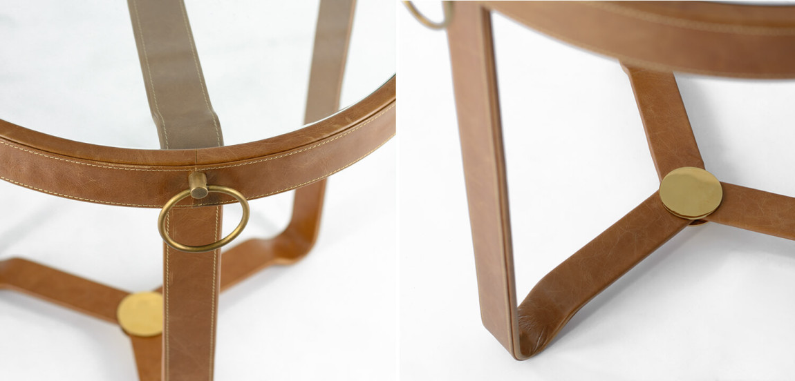 Приставной стол Disisar винтажная натуральная кожа