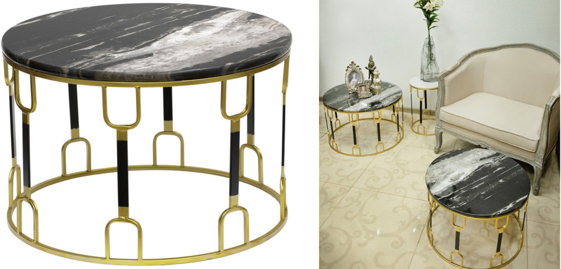 Приставной стол Dorius Side Table black marble