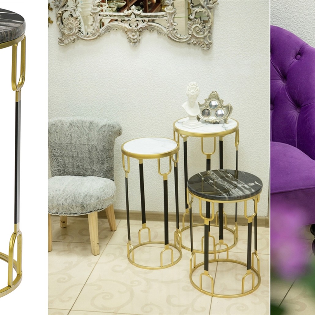 Приставной стол Dorius Side Table black marble high