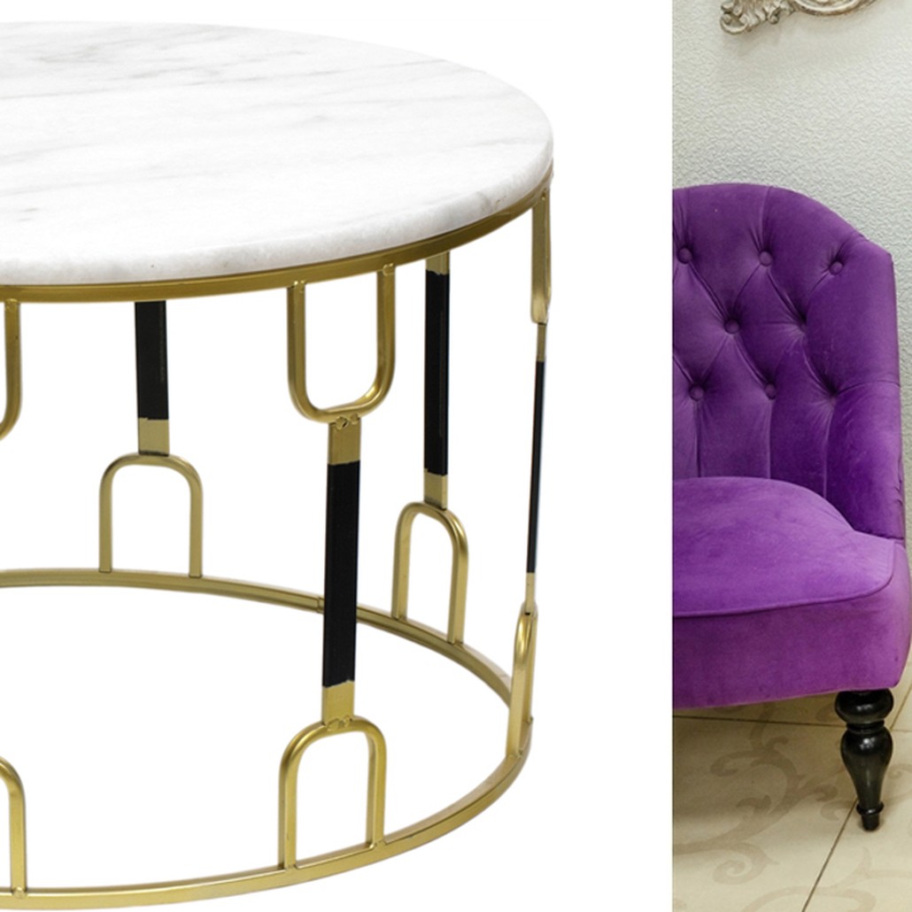 Приставной стол Dorius Side Table white marble