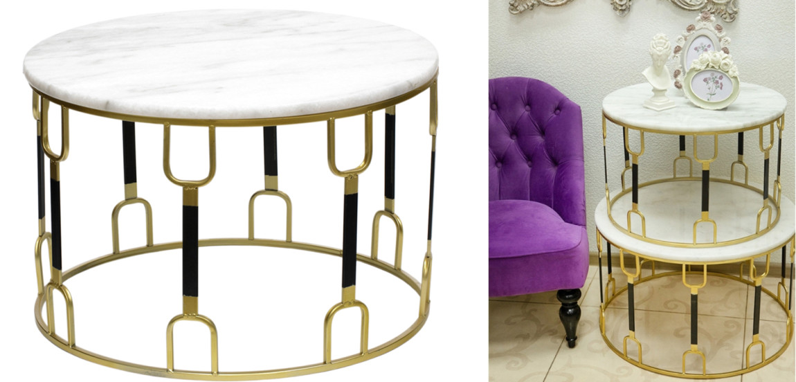 Приставной стол Dorius Side Table white marble