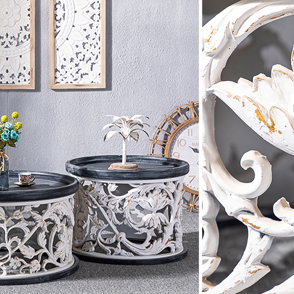 Приставной стол Fleurette Provence Black White Side Table 42