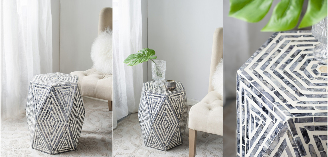 Приставной стол Geometric Инкрустация ракушками устриц