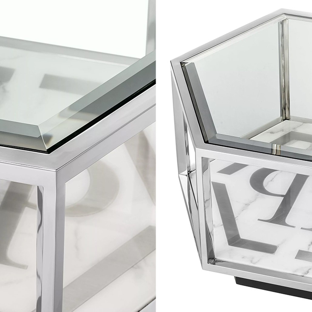 Приставной стол Philipp Plein Side Table Falcon View Chrome