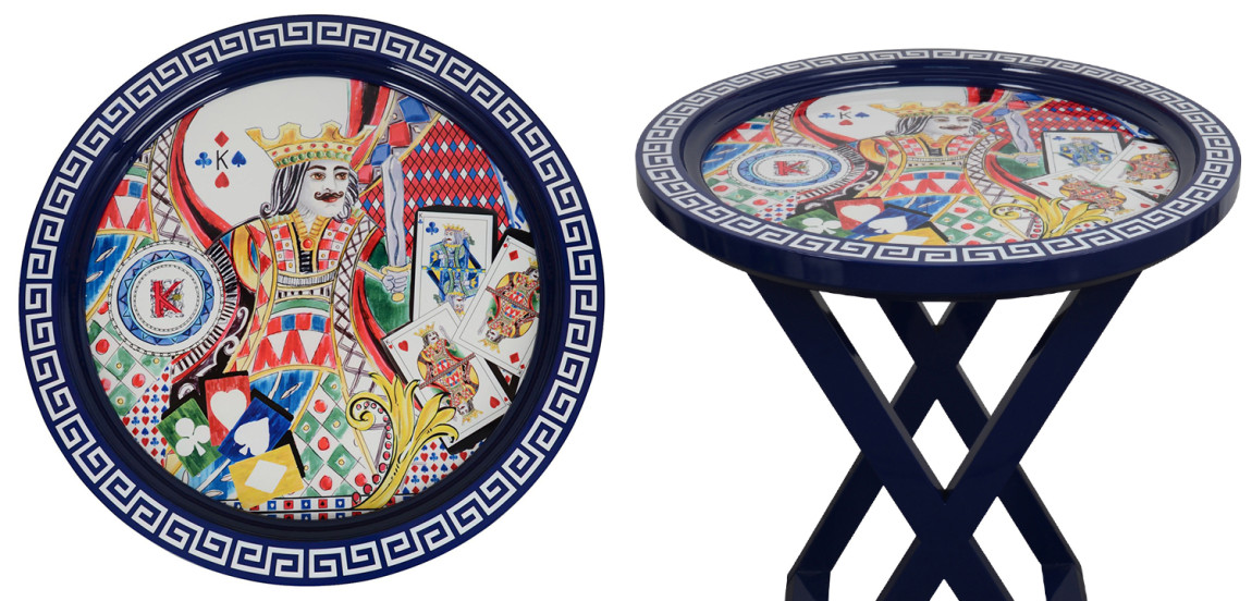 Приставной стол Playing Cards Painted Round Countertop Side Table