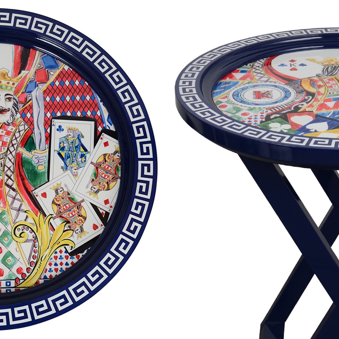 Приставной стол Playing Cards Painted Round Countertop Side Table